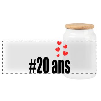 20. 20 ANS. 20e ANNIVERSAIRE. ANNIVERSAIRE 20 ANS. - Boîte à biscuits avec couvercle en bois - blanc - Devant