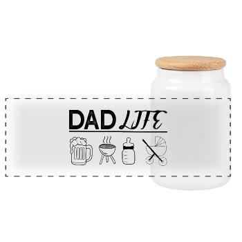 Dad Life – Papa Desi plein d’humour et d’authenticité - Boîte à biscuits avec couvercle en bois - blanc - Devant