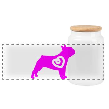 Mops Silhouette Herz Hunde Fan Liebe Love mögen - Panorama Keksdose mit Holzdeckel - Weiß - Vorne