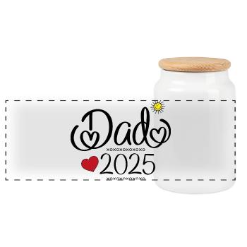 Dad 2025 - Panoramic Cookie Jar with Wooden Lid - white - Front