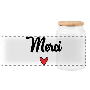 THANK YOU. THANKS. THANK YOU. ANNIVERSARY. BIRTH. - Panoramic Cookie Jar with Wooden Lid - white - Front
