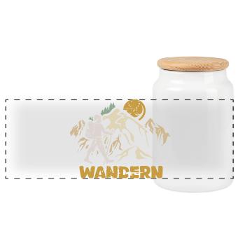 🏔️ Retro Wanderer – Abenteuer in den Bergen - Panorama Keksdose mit Holzdeckel - Weiß - Vorne
