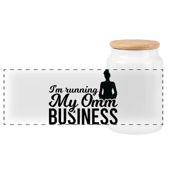 I run my Omm business - Panoramic Cookie Jar with Wooden Lid - white - Front