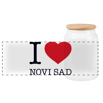 I LOVE NOVI SAD - Panoramic Cookie Jar with Wooden Lid - white - Front