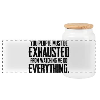 you people must be exhausted - Panorama Keksdose mit Holzdeckel - Weiß - Vorne