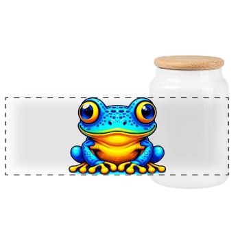 Frosch - Panorama Keksdose mit Holzdeckel - Weiß - Vorne