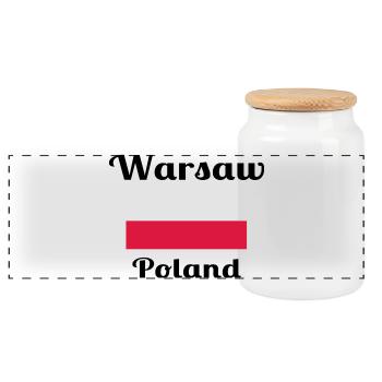 Varsovie, Pologne - Imprimés élégants - Boîte à biscuits avec couvercle en bois - blanc - Devant