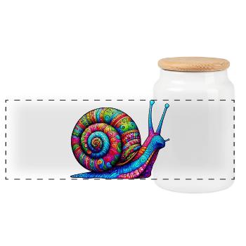 Schnecke - Panorama Keksdose mit Holzdeckel - Weiß - Vorne