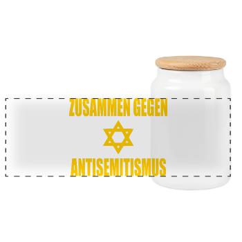 zusammen gegen antisemitismus - Panorama Keksdose mit Holzdeckel - Weiß - Vorne