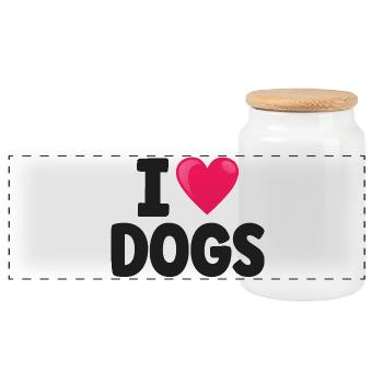 Dog - Panoramic Cookie Jar with Wooden Lid - white - Front