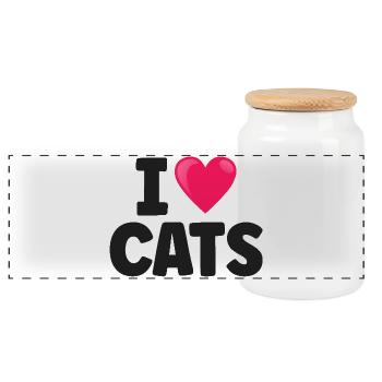 Chat - Boîte à biscuits avec couvercle en bois - blanc - Devant
