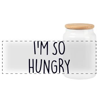 I'M SO HUNGRY Foodie - Panoramic Cookie Jar with Wooden Lid - white - Front