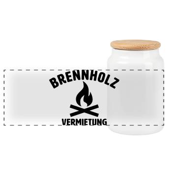 Brennholz Vermietung - Panorama Keksdose mit Holzdeckel - Weiß - Vorne