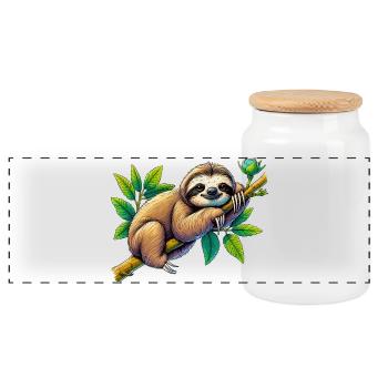 Paresse - Boîte à biscuits avec couvercle en bois - blanc - Devant