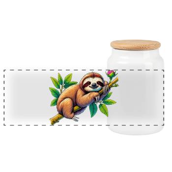 Paresse - Boîte à biscuits avec couvercle en bois - blanc - Devant
