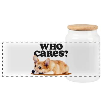 Corgi Apathy Club - Panoramic Cookie Jar with Wooden Lid - white - Front