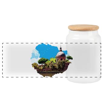 Italienische Kuppel – Architektur & Azurblauer Himmel - Panorama Keksdose mit Holzdeckel - Weiß - Vorne