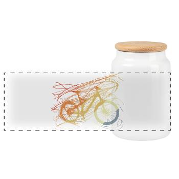Bicycle Sketch Vintage - Panoramic Cookie Jar with Wooden Lid - white - Front