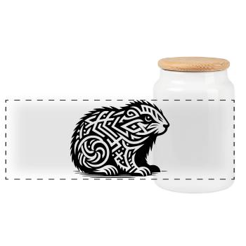 Marmotte tribale - Boîte à biscuits avec couvercle en bois - blanc - Devant