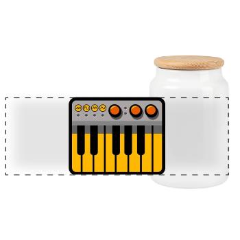 mono synth - Panoramic Cookie Jar with Wooden Lid - white - Front
