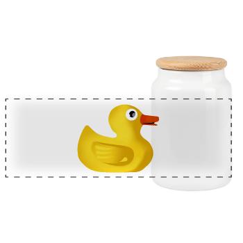Cute rubber duck - Panoramic Cookie Jar with Wooden Lid - white - Front