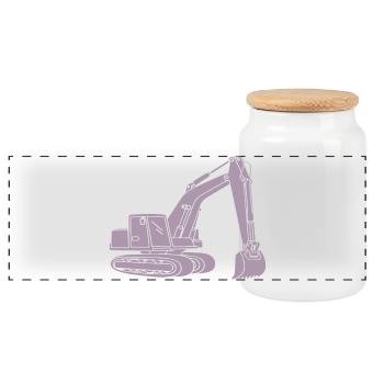 Pelle Silhouette Opérateur d’engins de construction Génie civil - Boîte à biscuits avec couvercle en bois - blanc - Devant