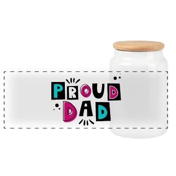 Stolzer Papa - Das perfekte Geschenk für Väter - Panorama Keksdose mit Holzdeckel - Weiß - Vorne