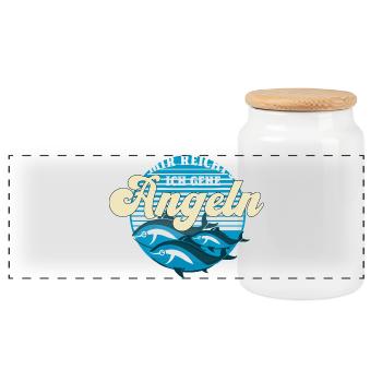 Angler Chaos Motiv Design Fischer angeln Geschenk - Panorama Keksdose mit Holzdeckel - Weiß - Vorne