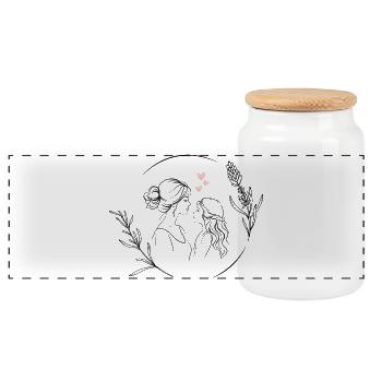 Maman Fille Chemise Maman Fille Fête des Mères Maman - Boîte à biscuits avec couvercle en bois - blanc - Devant