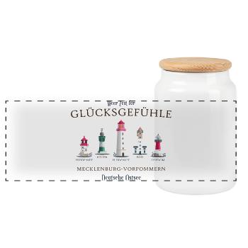 Rügen, Poel, Usedom, Hiddensee Dessin à la main - Boîte à biscuits avec couvercle en bois - blanc - Devant