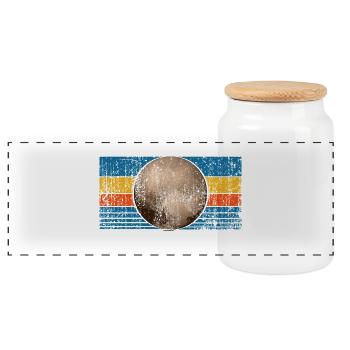 Never Forget Pluto Retro Astronomy Space Vintage - Panoramic Cookie Jar with Wooden Lid - white - Front