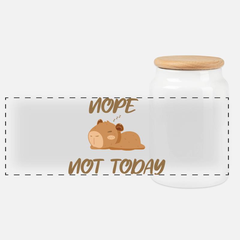 Nope not today capybara - Panorama Keksdose mit Holzdeckel - Weiß