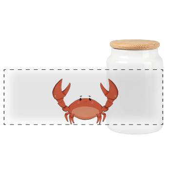 Cancer - Panoramic Cookie Jar with Wooden Lid - white - Front
