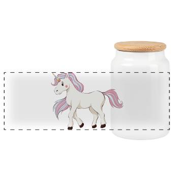 Licorne - Boîte à biscuits avec couvercle en bois - blanc - Devant