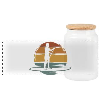 Stand Up Paddle vintage - symbole des sports nautiques - Boîte à biscuits avec couvercle en bois - blanc - Devant