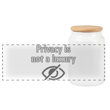 Privacy Not Luxury -Top-Statement für Privatsphäre - Panorama Keksdose mit Holzdeckel - Weiß - Vorne
