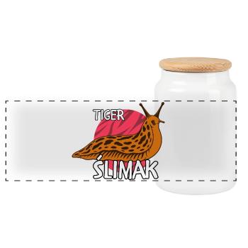 Tiger Ślimak | Lustiges polnisches Meme Shirt - Panorama Keksdose mit Holzdeckel - Weiß - Vorne