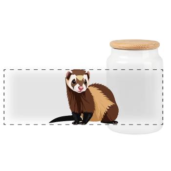 Beau furet pour les amoureux des animaux - Boîte à biscuits avec couvercle en bois - blanc - Devant