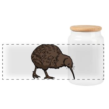 Kiwi Bird - Panoramic Cookie Jar with Wooden Lid - white - Front