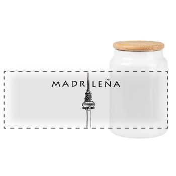 MADRILÈNE - Boîte à biscuits avec couvercle en bois - blanc - Devant