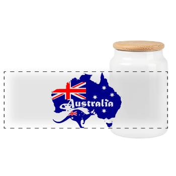 Australia Shirt Australien Sommershirt T-Shirt - Panorama Keksdose mit Holzdeckel - Weiß - Vorne