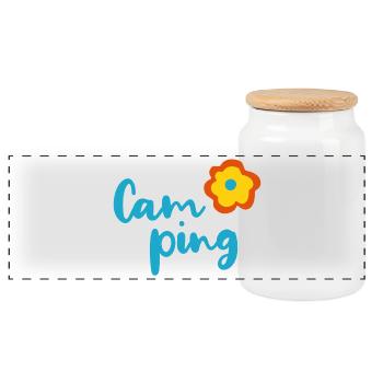 Camping Blume Camper Fan Urlaub Van Life Sommer - Panorama Keksdose mit Holzdeckel - Weiß - Vorne