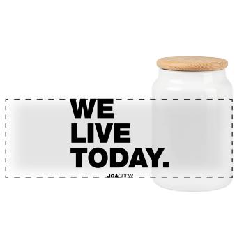 we live today (JGA - Jungesellenabschied) - Panorama Keksdose mit Holzdeckel - Weiß - Vorne