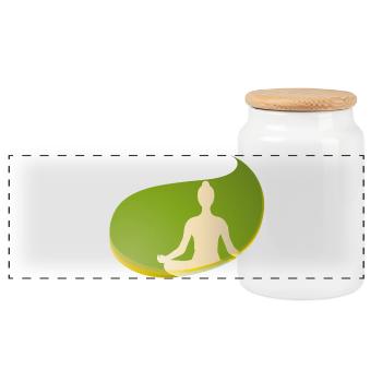 Silhouette de yoga en forme de goutte d’eau verte – Zen Design - Boîte à biscuits avec couvercle en bois - blanc - Devant