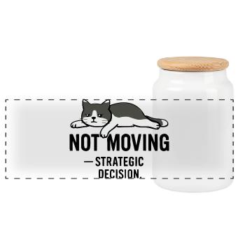 T-shirt Lazy cat – Not moving - Boîte à biscuits avec couvercle en bois - blanc - Devant