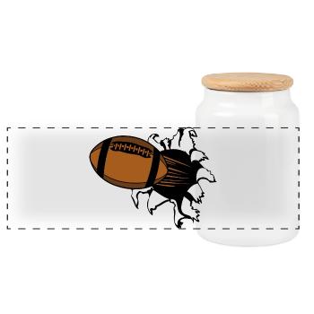 Football volant Sprint - Boîte à biscuits avec couvercle en bois - blanc - Devant