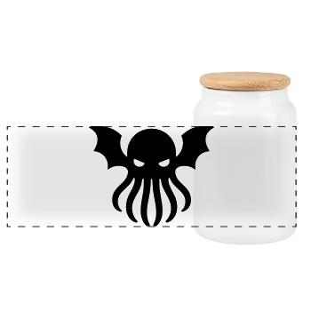 Cthulhu Géométrique – Symbole Monochrome - Boîte à biscuits avec couvercle en bois - blanc - Devant