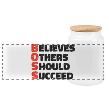 Conception de citation motivationnelle inspirante sur le point de vente - Boîte à biscuits avec couvercle en bois - blanc - Devant