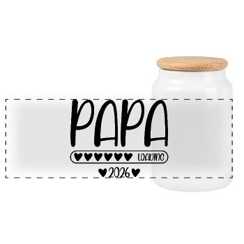 Papa 2026 loading - Panorama Keksdose mit Holzdeckel - Weiß - Vorne