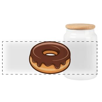 Donut Minimal Food Lover - Panorama Keksdose mit Holzdeckel - Weiß - Vorne